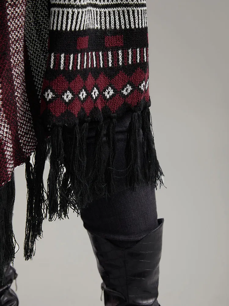 Bandana Print Fringe Trim Maxi Cardigan