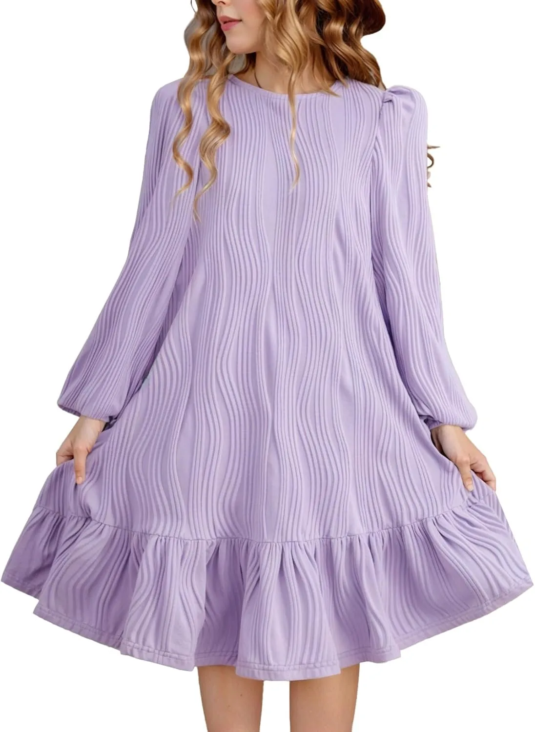 blibean Teen Girls Fall Dresses Kids Long Sleeve Boho Dress Size 6-15 Years