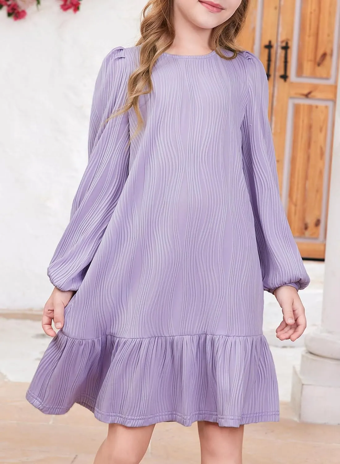 blibean Teen Girls Fall Dresses Kids Long Sleeve Boho Dress Size 6-15 Years