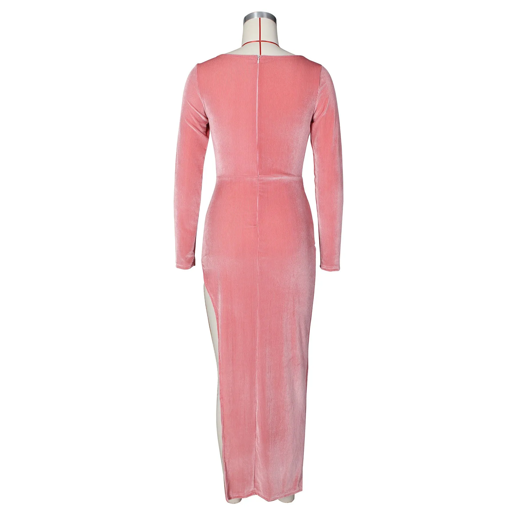 DressBetty - Elegant Velvet High Waist Slit Maxi Dress Sexy Long Sleeve Evening Party Dress