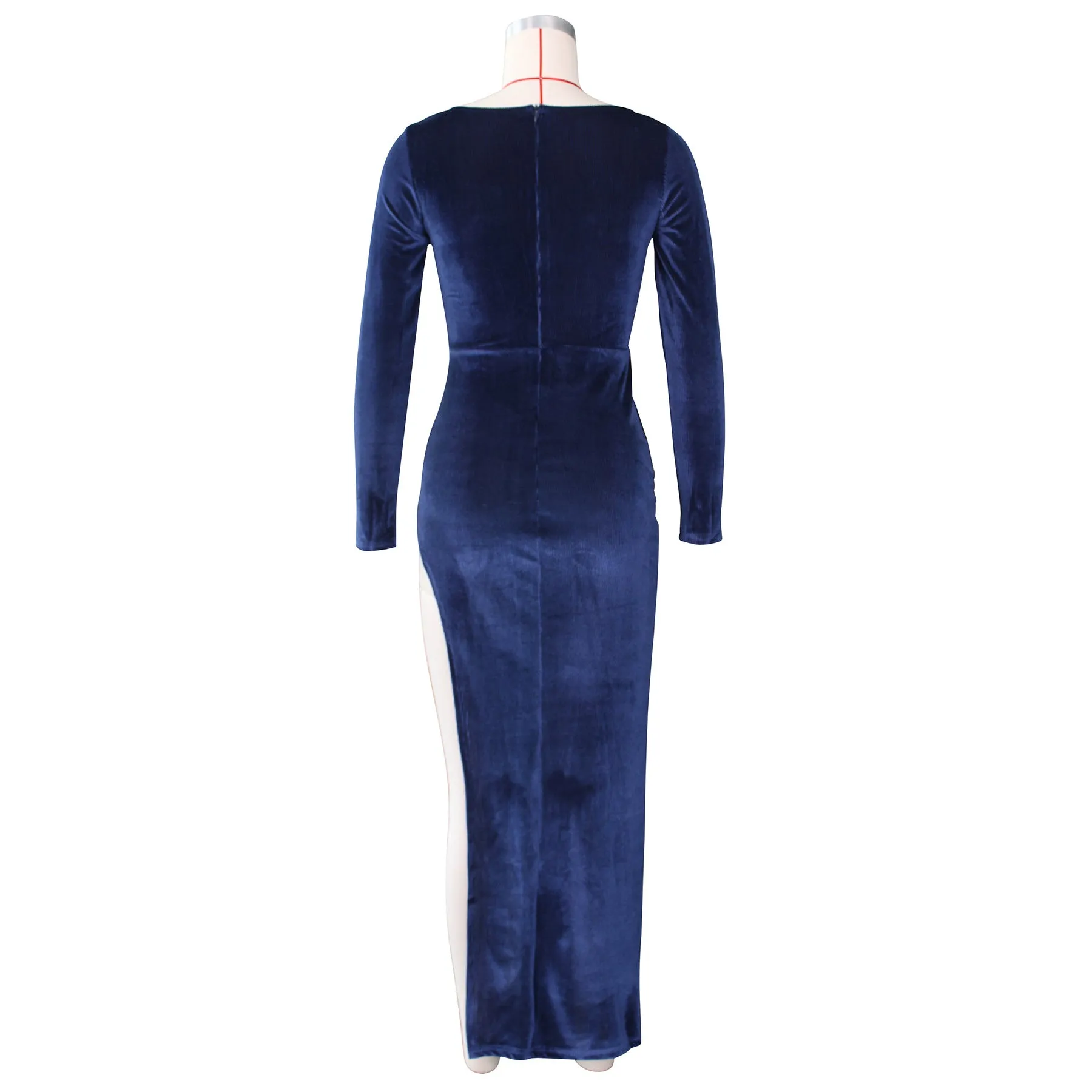 DressBetty - Elegant Velvet High Waist Slit Maxi Dress Sexy Long Sleeve Evening Party Dress