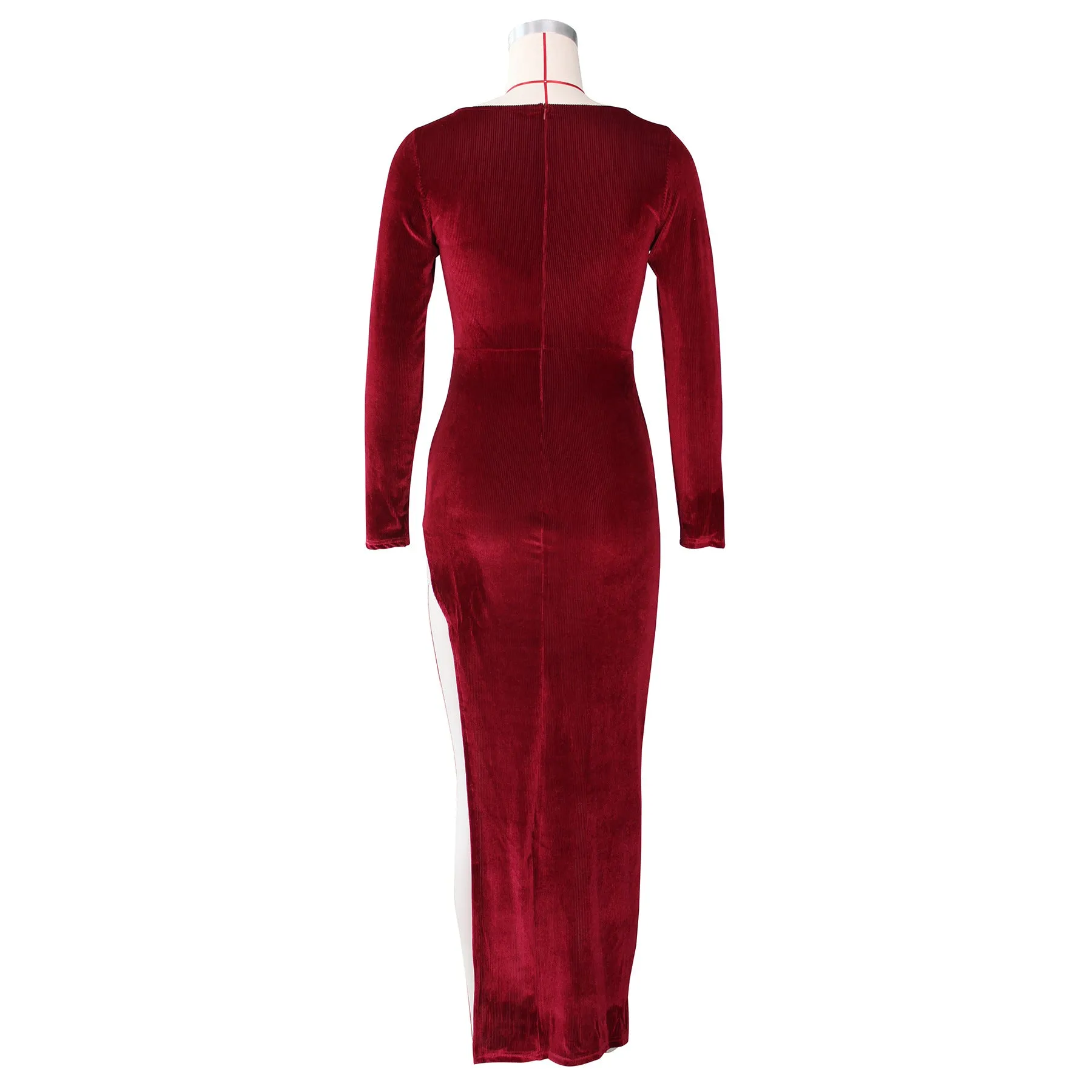 DressBetty - Elegant Velvet High Waist Slit Maxi Dress Sexy Long Sleeve Evening Party Dress