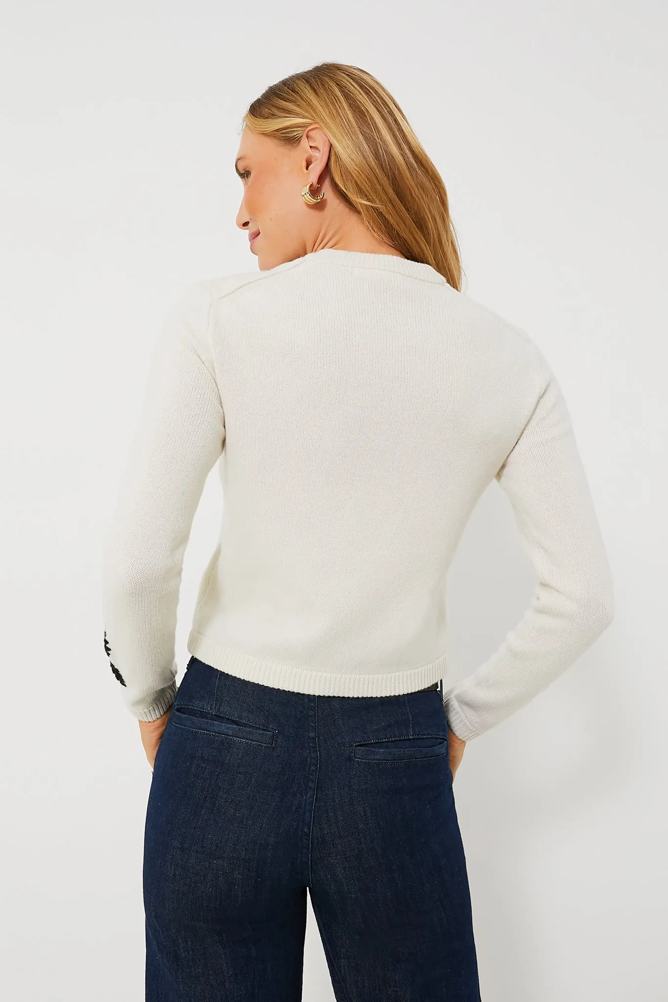 Ivory Becca Embroidered Cardigan