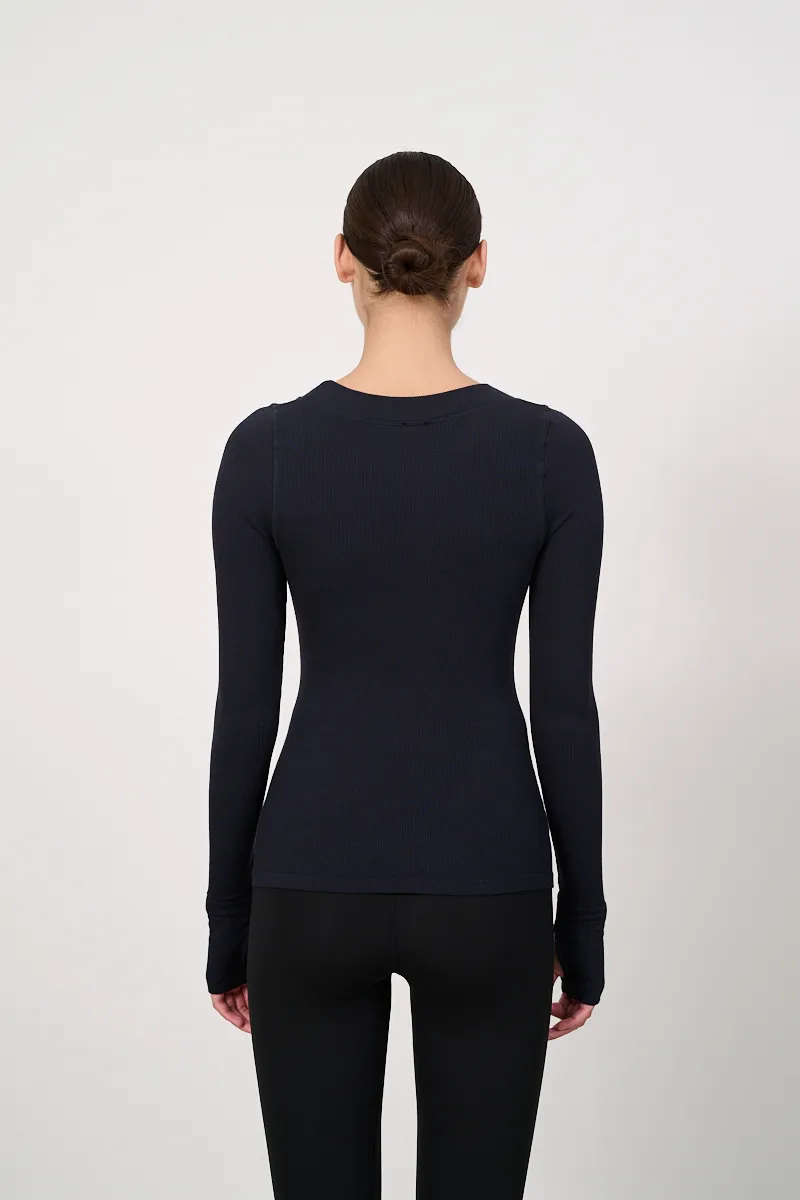 MAIA MicroModal soft rib longsleeve - Black
