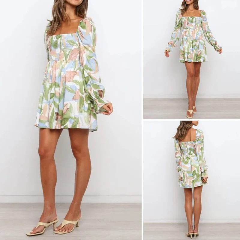 One Shoulder Flower Dress