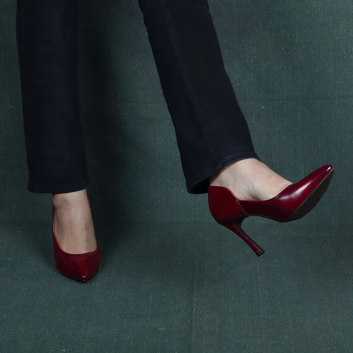Pointed Toe Ladies formal Wine Sleek Stiletto Pencil Heel By Brune & Bareskin