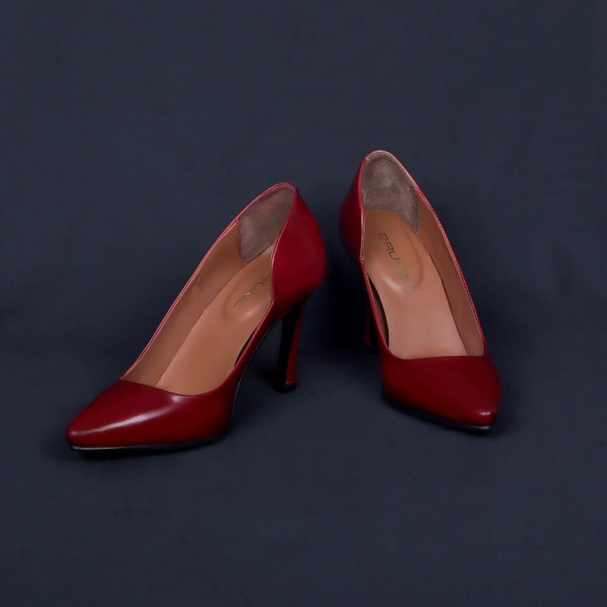 Pointed Toe Ladies formal Wine Sleek Stiletto Pencil Heel By Brune & Bareskin