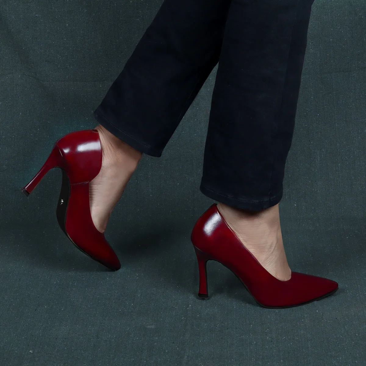 Pointed Toe Ladies formal Wine Sleek Stiletto Pencil Heel By Brune & Bareskin