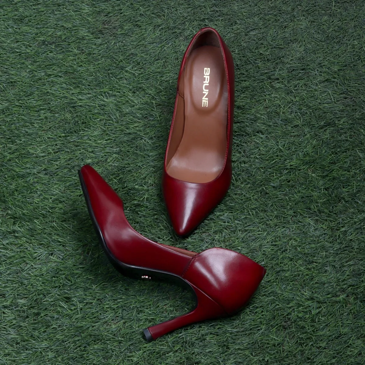 Pointed Toe Ladies formal Wine Sleek Stiletto Pencil Heel By Brune & Bareskin