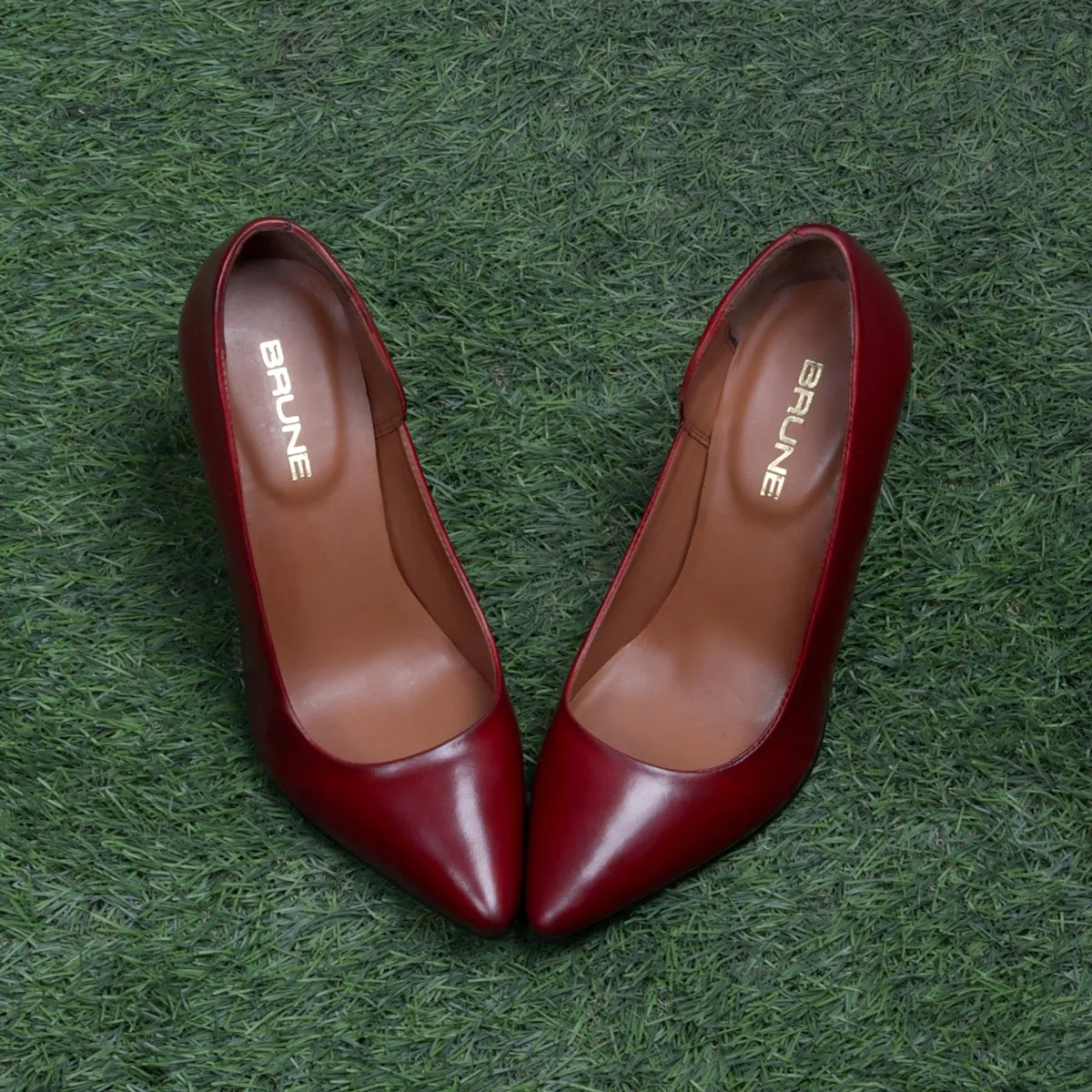 Pointed Toe Ladies formal Wine Sleek Stiletto Pencil Heel By Brune & Bareskin