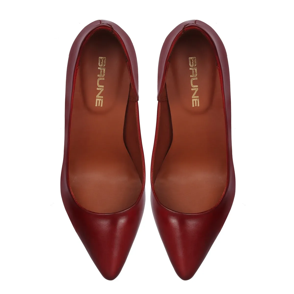 Pointed Toe Ladies formal Wine Sleek Stiletto Pencil Heel By Brune & Bareskin