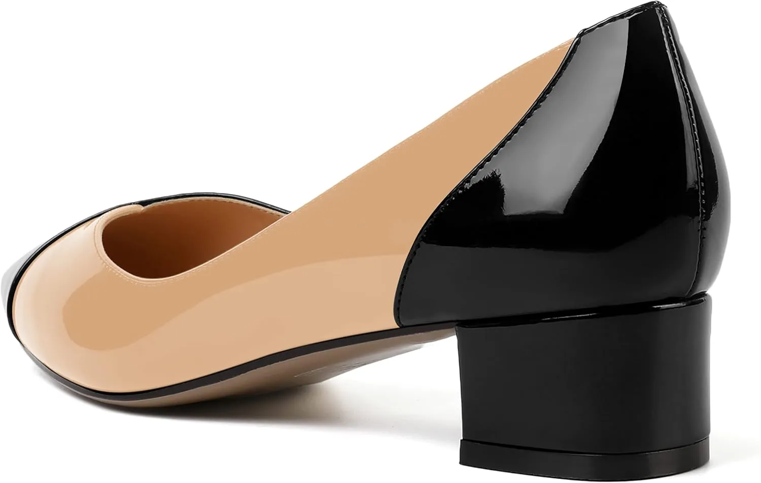 SHOWFOREST Women's Slim Solid Outdoor Dress Slip On Pointed Toe Patent Block Low Heel Pumps Shoes 1.5 Inch