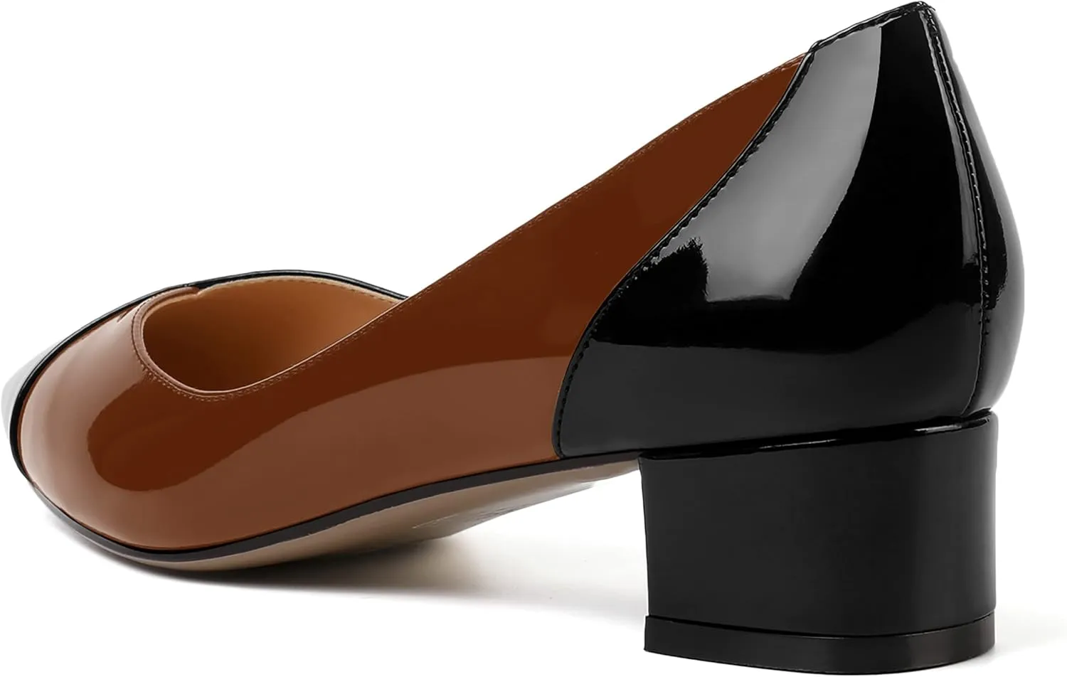 SHOWFOREST Women's Slim Solid Outdoor Dress Slip On Pointed Toe Patent Block Low Heel Pumps Shoes 1.5 Inch
