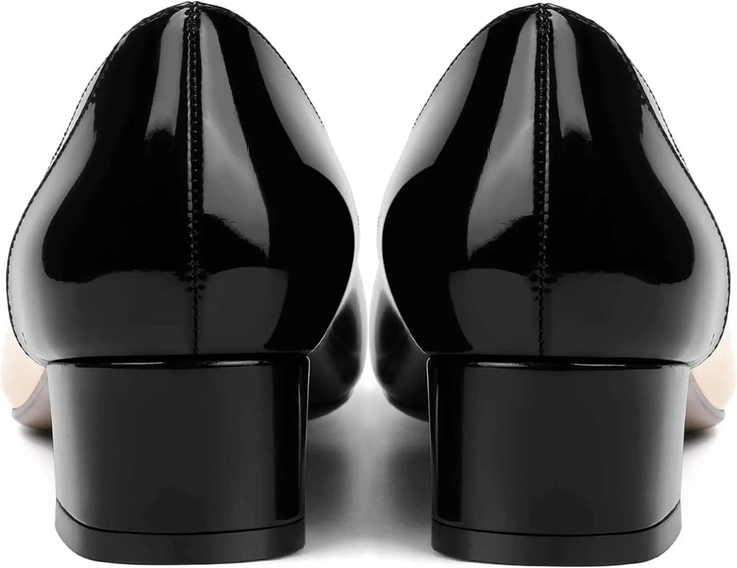 SHOWFOREST Women's Slim Solid Outdoor Dress Slip On Pointed Toe Patent Block Low Heel Pumps Shoes 1.5 Inch