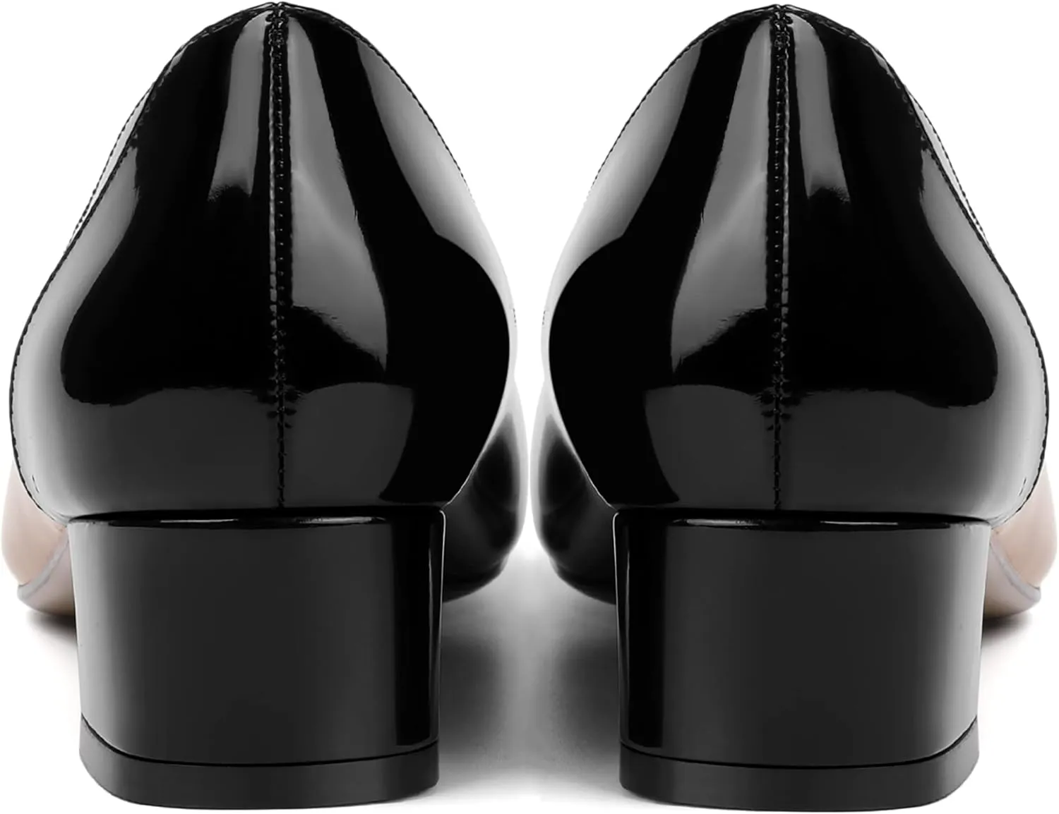 SHOWFOREST Women's Slim Solid Outdoor Dress Slip On Pointed Toe Patent Block Low Heel Pumps Shoes 1.5 Inch