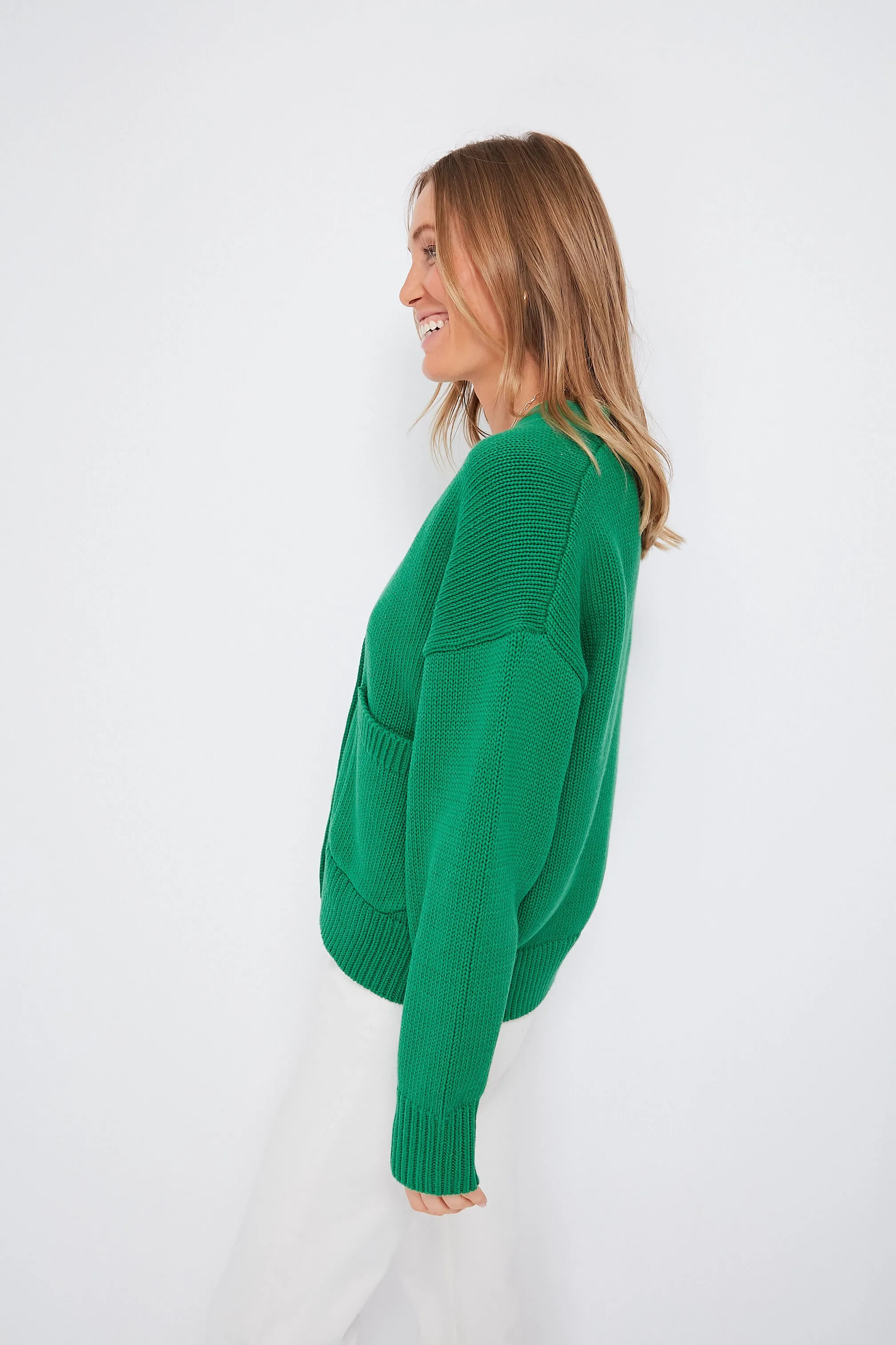 Verdant Green Cotton Emma Cardigan