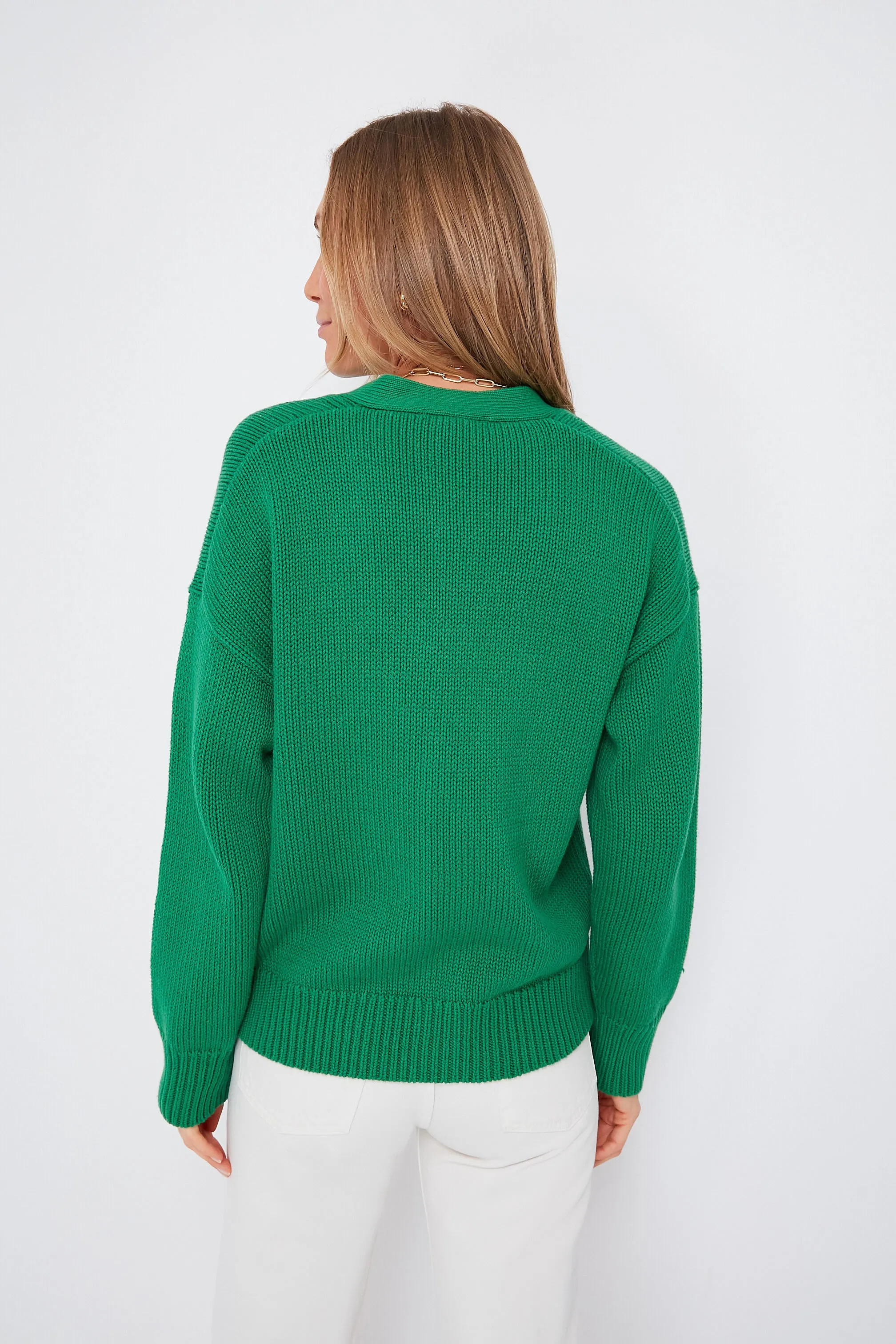 Verdant Green Cotton Emma Cardigan