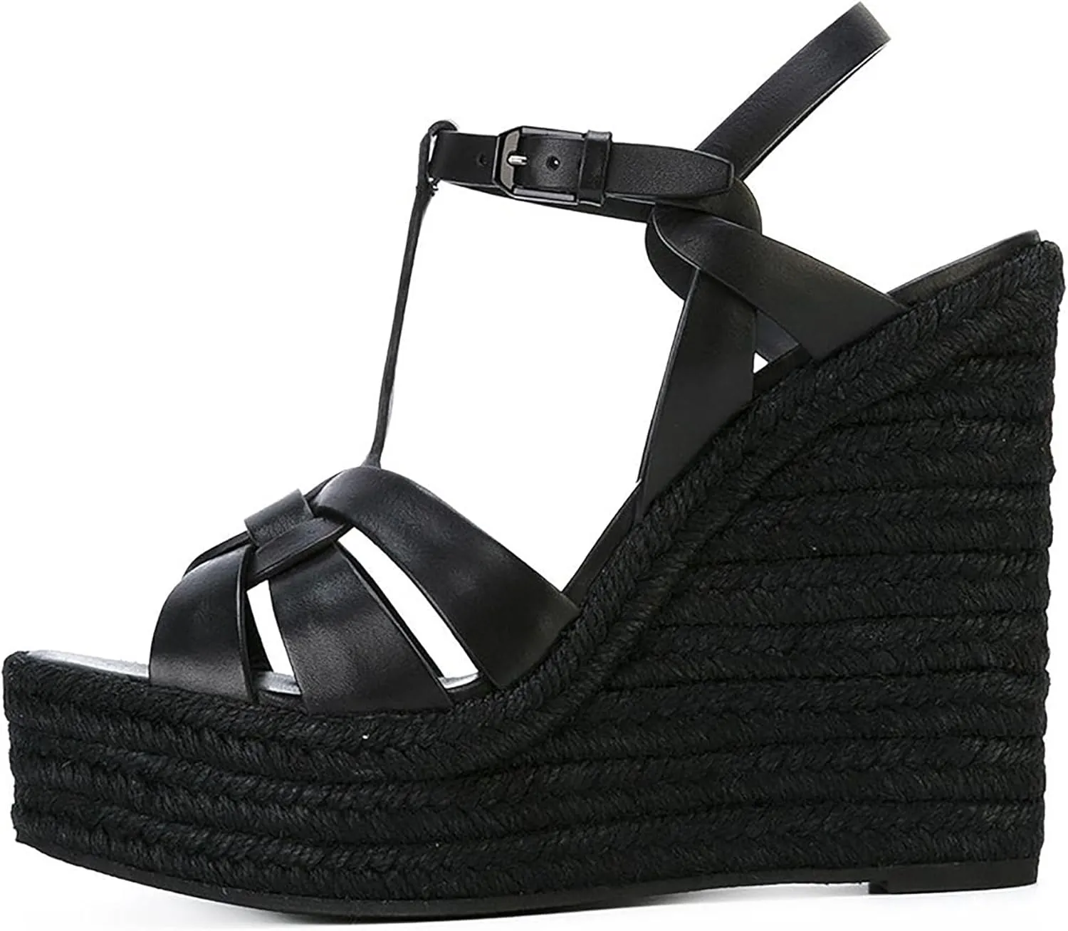 Women's Platform Wedge Sandals Simple Open Toe Lace Up Braided Espadrille Wedge Sandals Comfy Sexy Summer Ankle Strap Party Dress Sandals