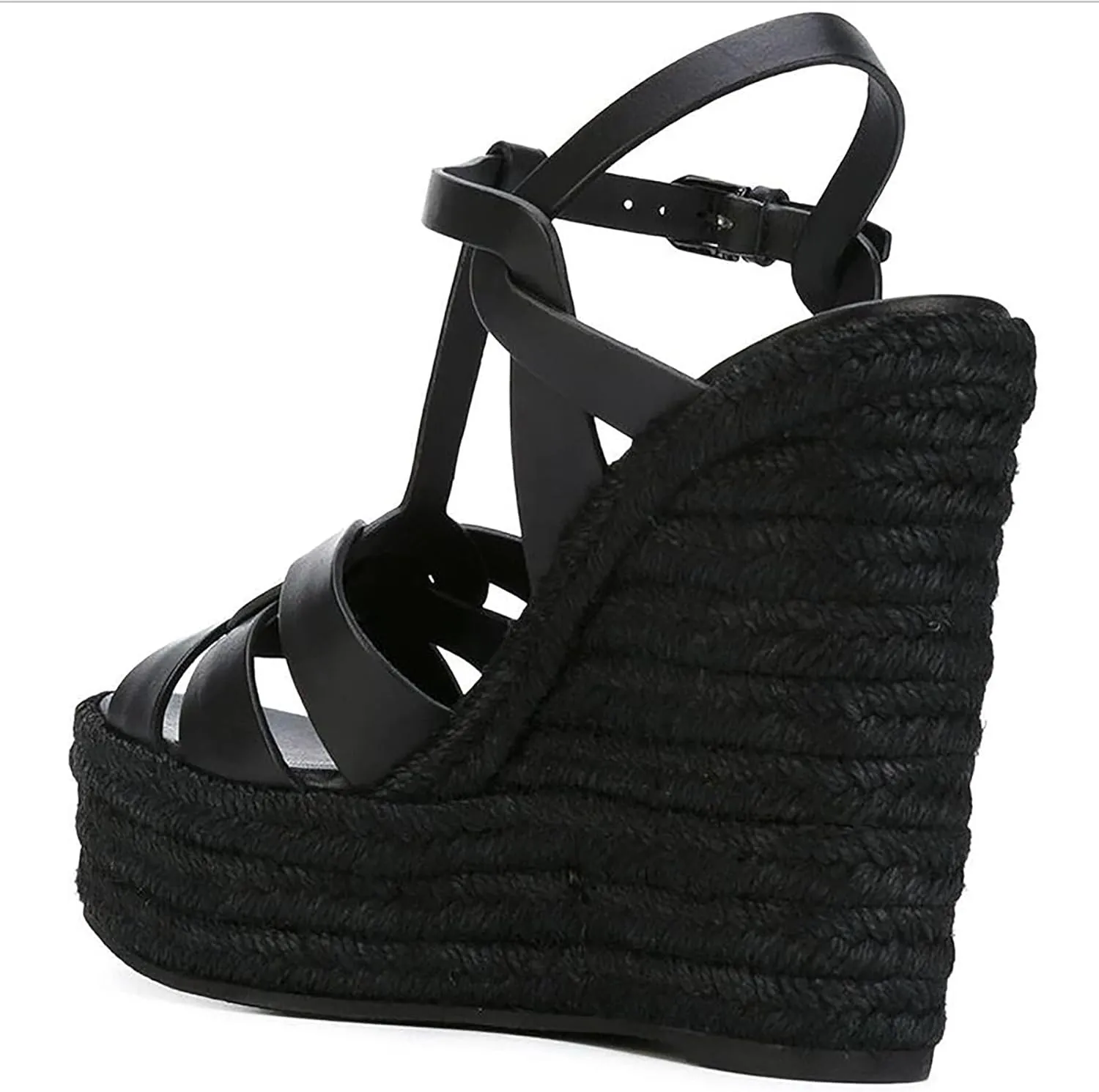 Women's Platform Wedge Sandals Simple Open Toe Lace Up Braided Espadrille Wedge Sandals Comfy Sexy Summer Ankle Strap Party Dress Sandals